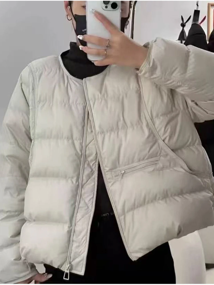 

Корейская женская хлопковая куртка с круглым вырезом, утепленная, свободного кроя, модная, в стиле ретро, зимняя верхняя одежда