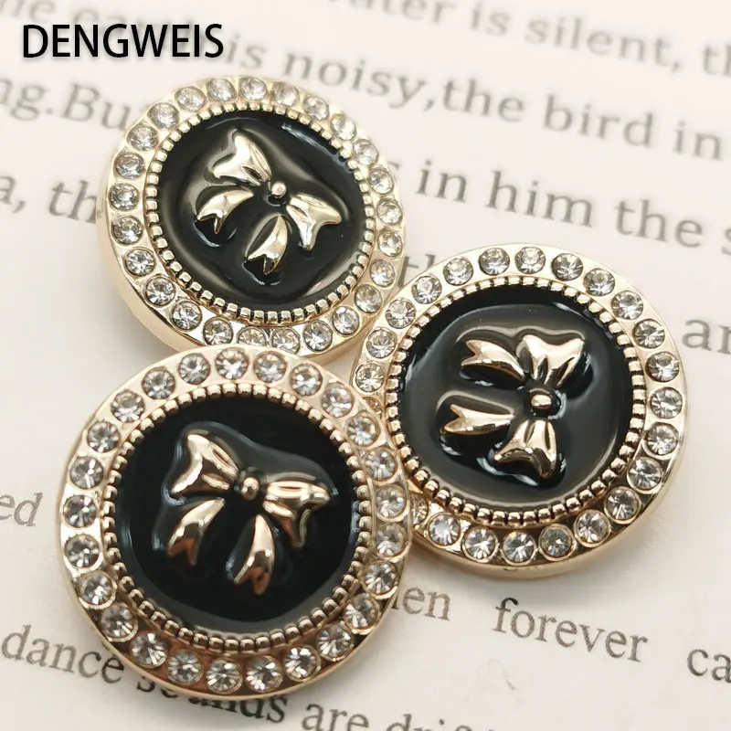 

Bow Design Rhinestone Decorative Buttons Of Clothing High Quality Luxury Decor Button For Women Needlework Sewing Accessories