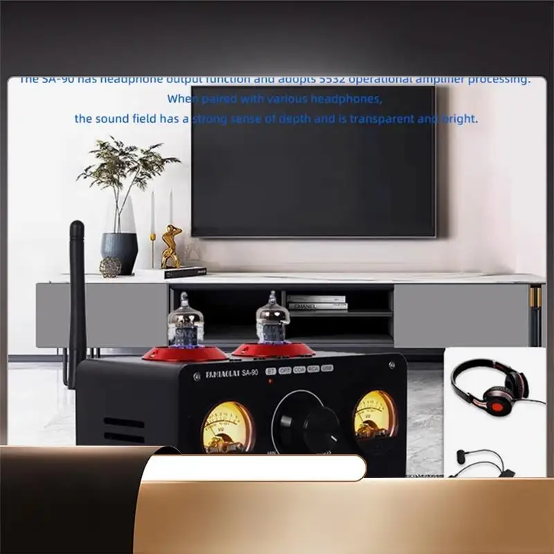 

SA-90 Home Audiophile-Grade Amplifier USB Flash Drive Bluetooth Hifi Tube Small Audio Power Amplifier US-Plug-X64A