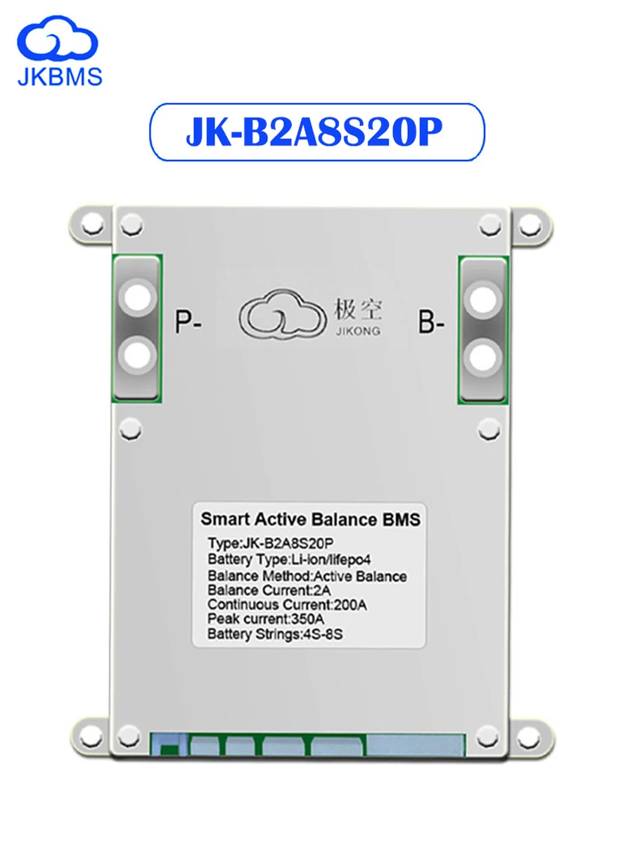 JK BMS B2A8S20P Active Balance Smart JKBMS 2A  Lifepo4 Battery 4S 12V 5S 6S 7S 8S 24V 200A Li-Ion LTO 18650 Camping RS485 JIKONG