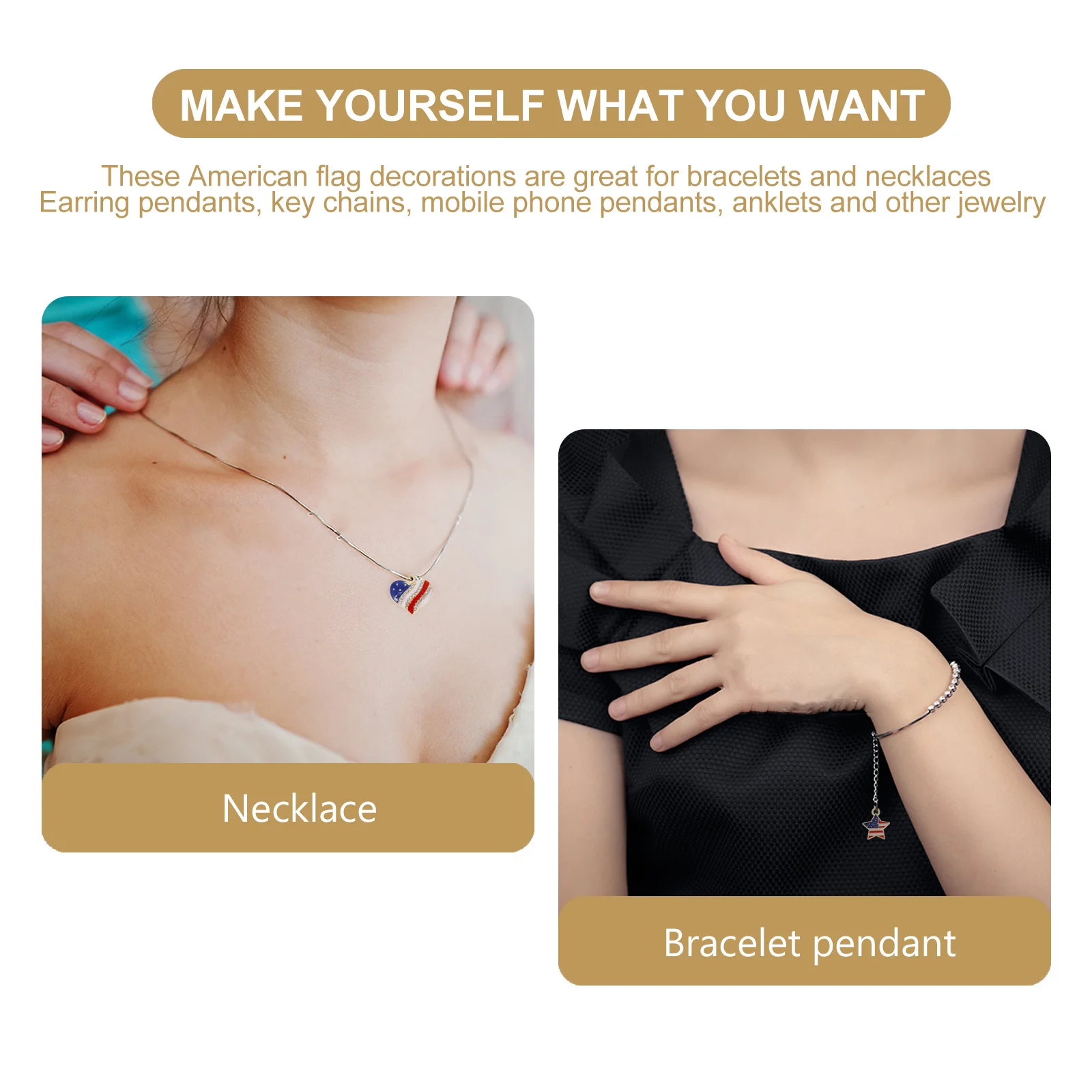 20Pcs Independence Day Decoration Patriotic Pendants Alloy Festival Charms American Flag Jewelry Accessories Jewelry Charms