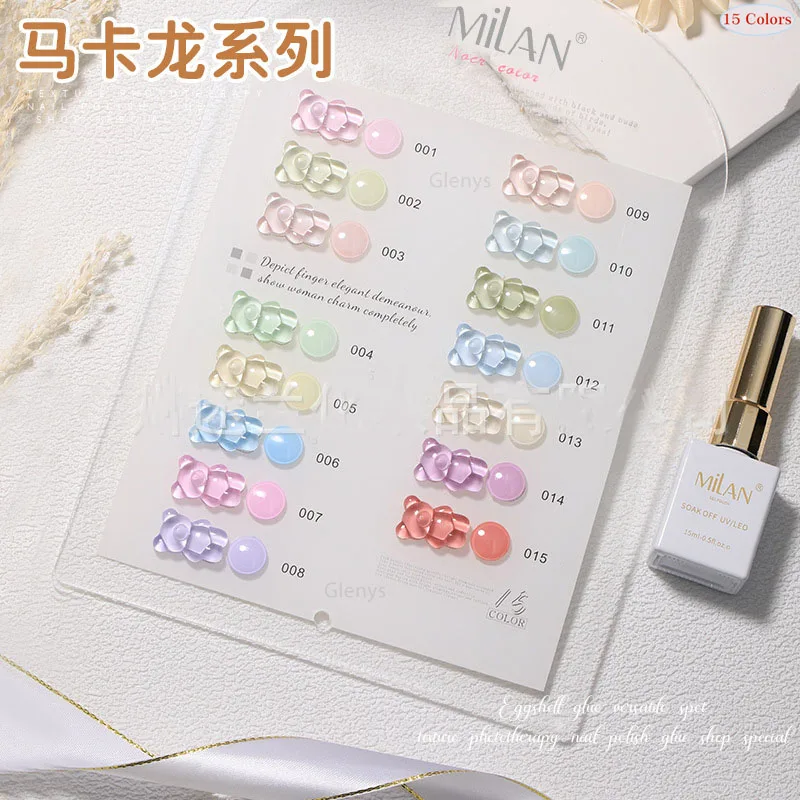 

Glenys 15 color fluorescent nail polish gel net red popular semi permanent immersion gel ultraviolet LED nail varnish set 15ml