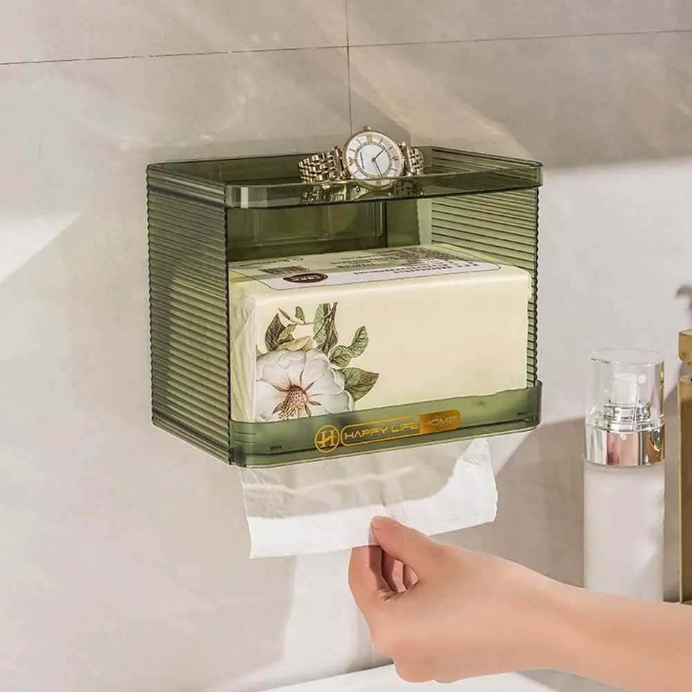 

Plastic Paper Towel Box Punch Free Transparent Tissue Paper Storage Boxes Large Capacity Wall Mounted Napkin Holder Bedroom