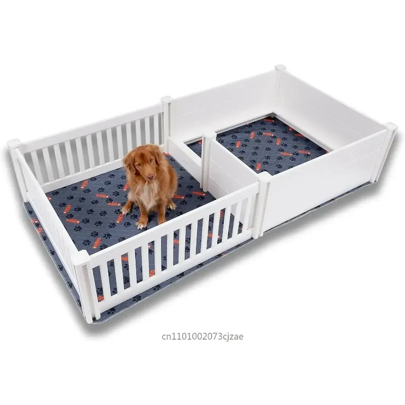 Whelping Box for Dogs | 94” x 48” (Dual Zone) | 2 Washable Pee Pads + 2  Storage Bags | DingoSafe Rail System