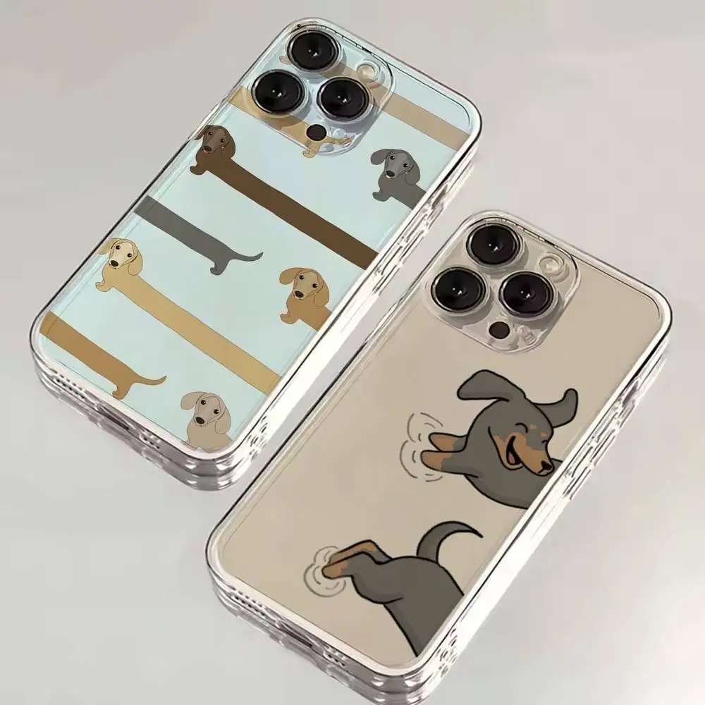 

Dachshund Sausage Dog Phone Case For iPhone 16,15,14,13,12,11 Plus,Pro,Max,XR,XS,X,7,8 SE,Mini Transparent Silicone Soft