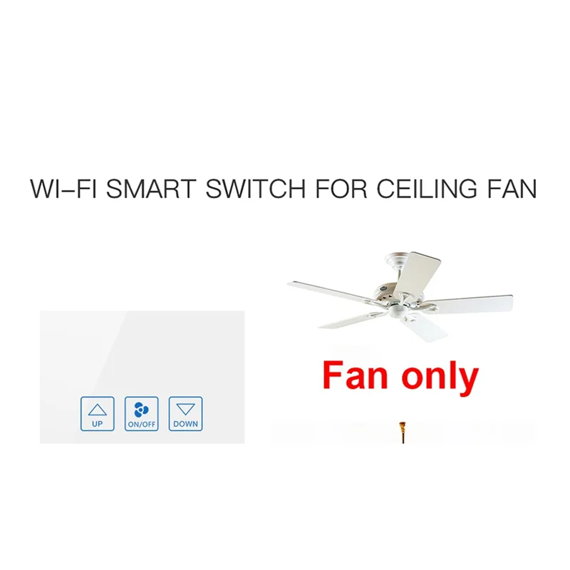 

A41T Сенсорный переключатель управления скоростью вентилятора Wi-Fi Smart Deluxe Crystal Panel Switch Tuay App Дистанционное управление 90 В 250 В Переключатель ЕС и Великобритании