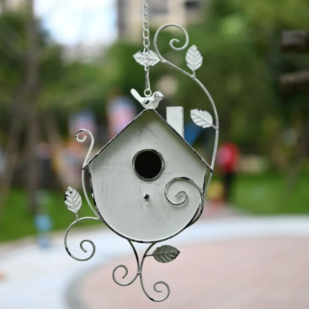 Iron Bird Nest Hanging Piece Outdoor Courtyard Garden Layout Outdoor Courtyard Garden Layout Bird House Hanging Basket