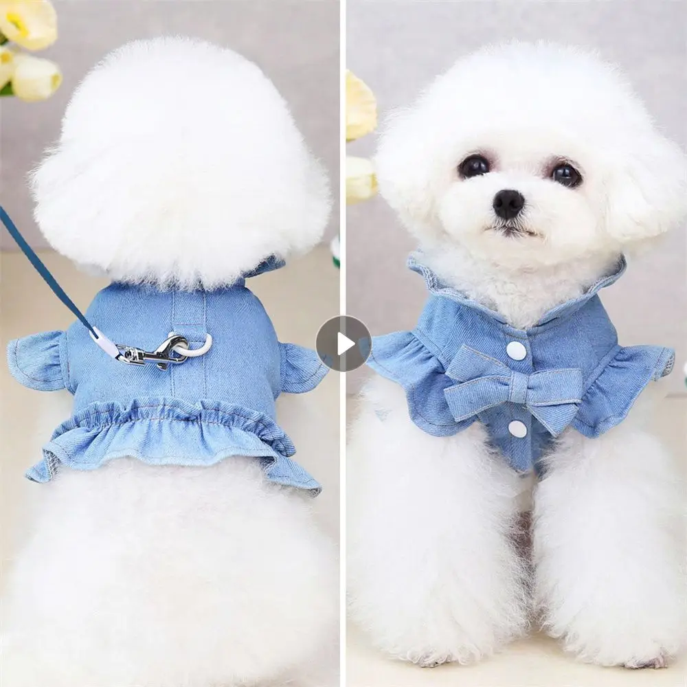 

Bichon Clothes Antibacterial Finishing Protecting The Cervical Spine Denim 5 Sizes Dog Vest Teddy Denim Skirt Ventilate