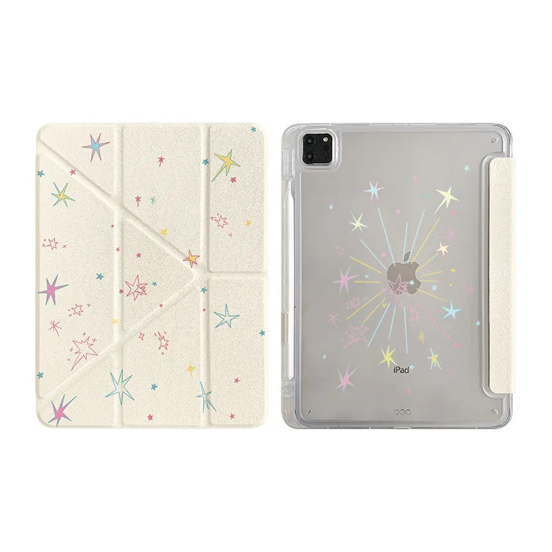 

Чехол с белым фоном и звездами для iPad Pro 11 M2 M3 M4 M5 A16 2025, Air 4 5 6 7, 12.9/13/9.7/10.2/10.5/9.7 дюймов, 5-го, 6-го, 7-го, 8-го, 9-го, 10-го, 11-го поколений