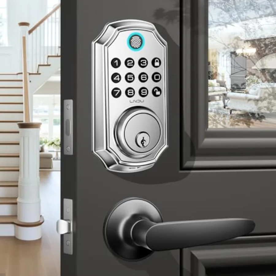 

Keyless Entry Door Lock Smart Deadbolt Lock with Handleset D180 and D280 Fingerprint and Leveler