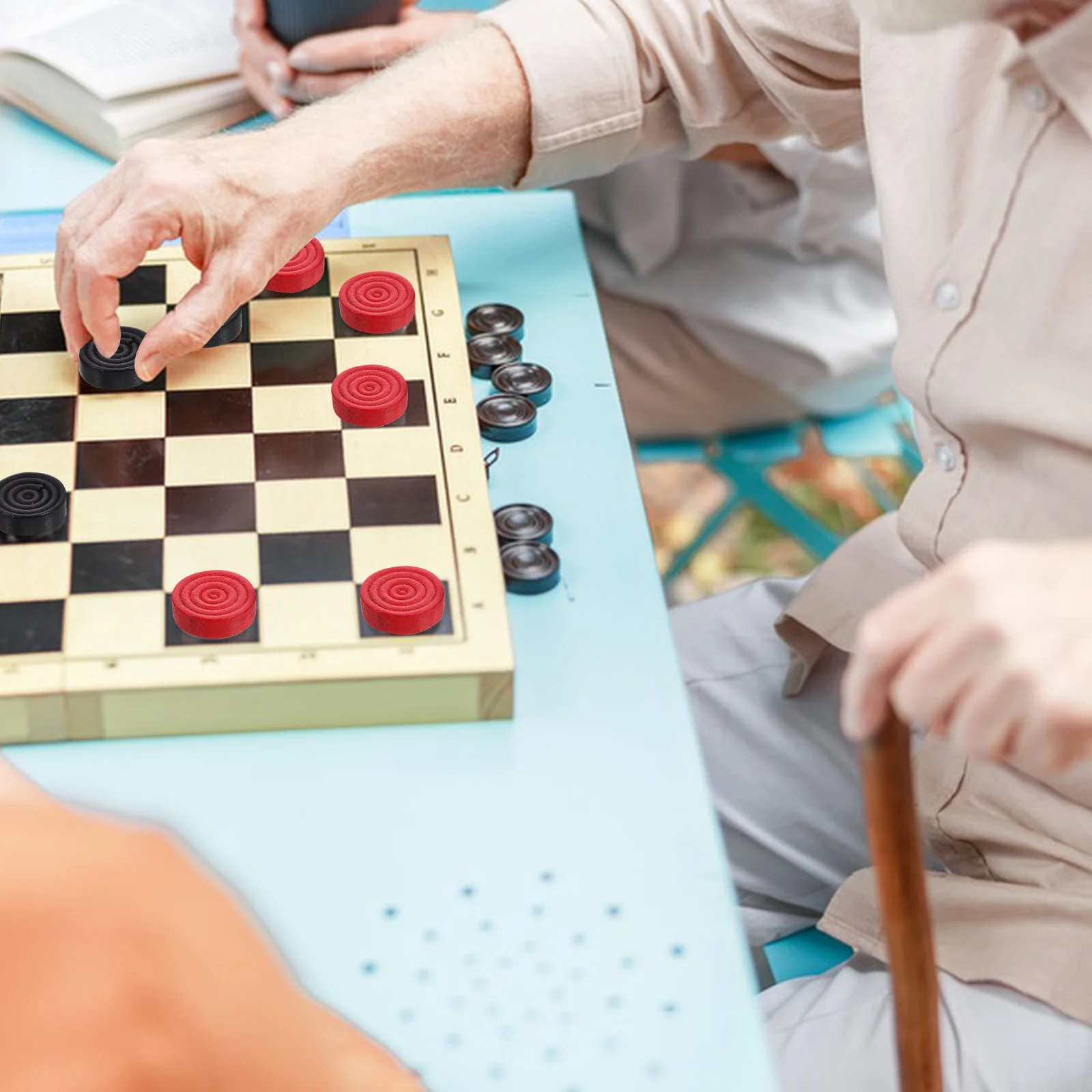 Wooden Checker Pieces Round Smooth Game Props Replacement Accessories Board Games Chess Set Storage Design