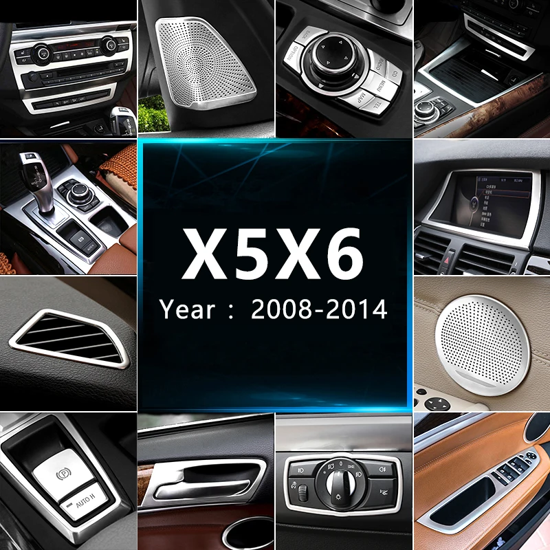 For BMW X5 X6 E70 E71 Accessories Interior Center Console Water Cup Panel Gear Frame Trim Cover Sticker Car Decoration Styling