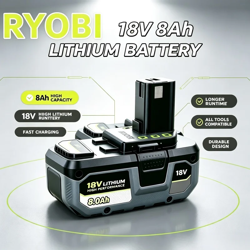 100% RYOBI ONE+ 18V 6.0Ah Replaceable High-Capacity Battery,Enhanced Li-ion for Longer Runtime All DIY ONE+ Power Tools