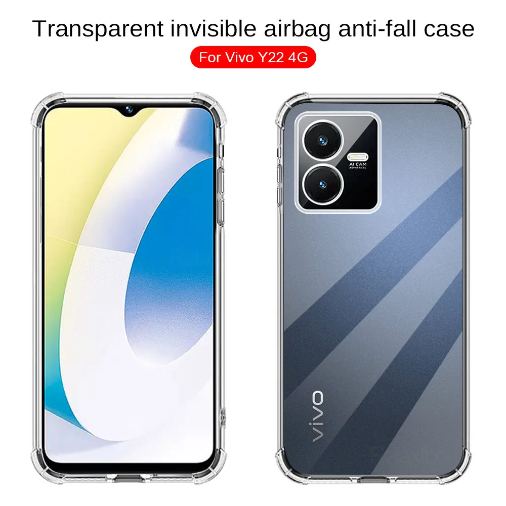 For Vivo Y22 4G Case Transparent Camera Shockproof Phone Cover On VivoY22 Y22S Y 22 22S 22Y VivoY22S 2022 Silicone Protect Coque