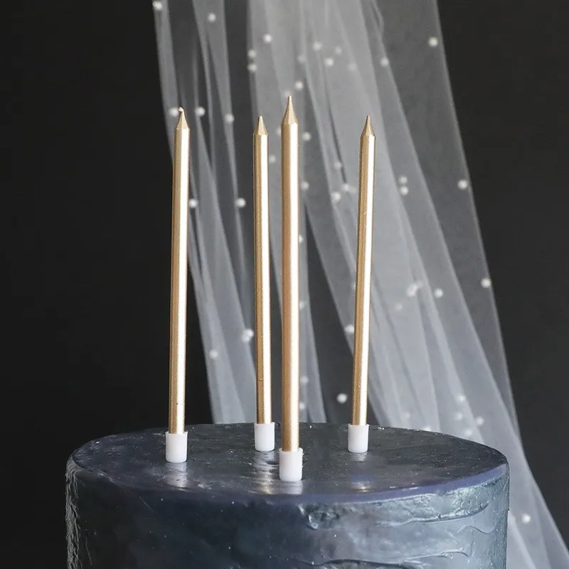 Velas de cumpleaños de Metal dorado y plateado, decoración de pasteles coloridos DIY, suministros de boda para Baby Shower, adorno de pastel de Color, 6 uds.