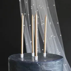 6pcs Metal Gold Silver Birthday Candles DIY Colorful Cake DecorasWedding Baby Shower Supplies Color Cake Topper