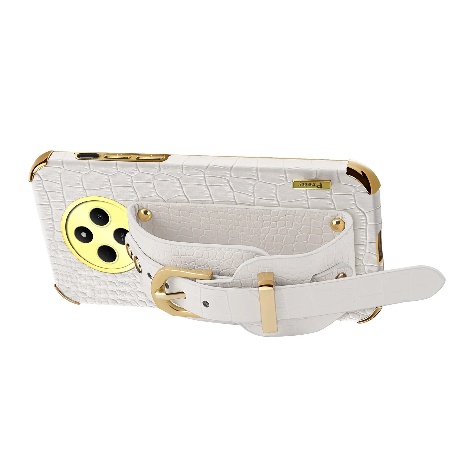 Leather Wrist Strap Phone Case For Poco C71 C51 C55 C61 C65 C75 C50 Holder Stand Wristband Anti-Drop Cover Silicone Cases