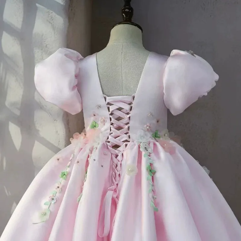 Neues Prinzessinnenkleid für Kinder, Festliches Kleid für Klavieraufführungen, Geburtstags- und Partykleider für Mädchen A5016, Blumenmädchenkleider – Detail 6