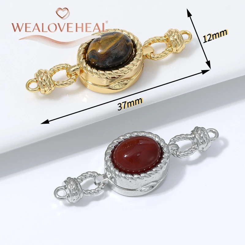18K vergoldeter Messing-Magnetverschluss mit Tigerauge für Perlenketten, Armbänder, DIY-Schmuckherstellung – Detail 16