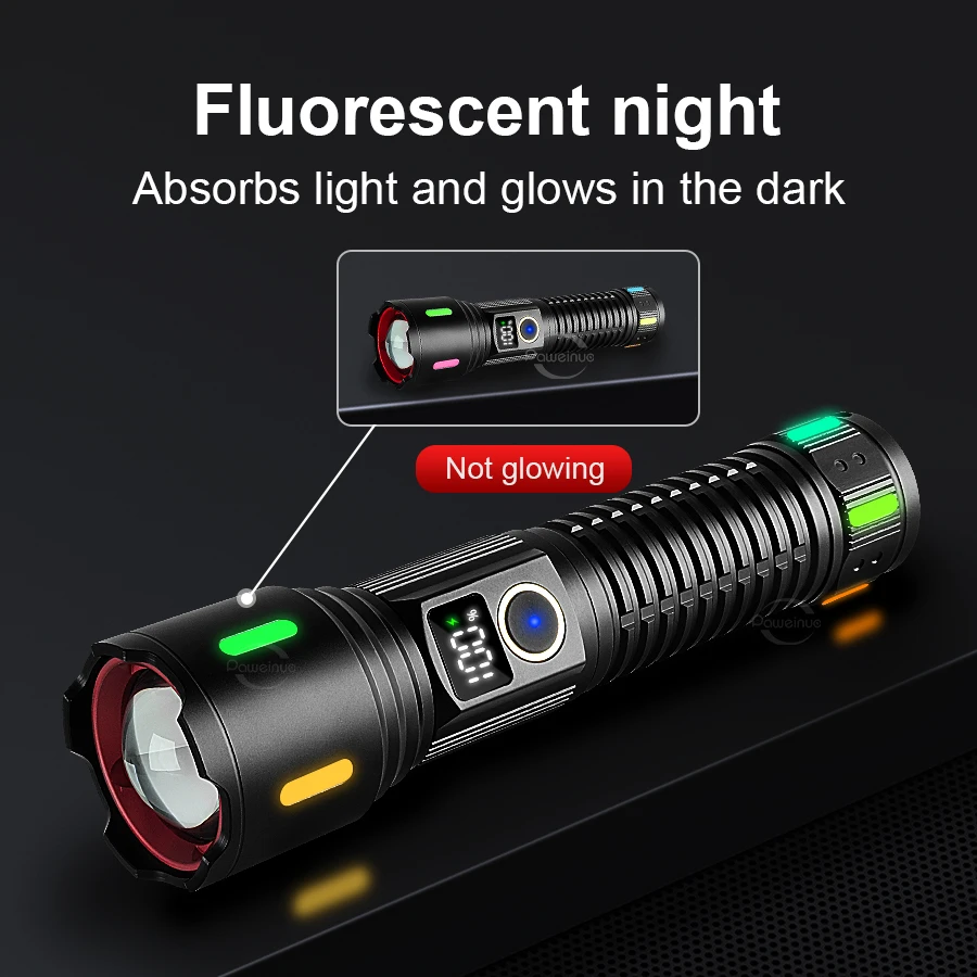 Newly Upgraded 10000000LM High Power Flashlight Powerful Rechargeable Tactical Zoom Aluminum Alloy Waterproof Camping Torch Ligh