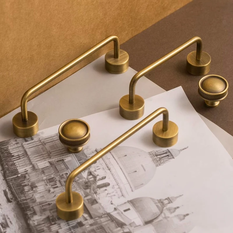 Luxury Nordic Cabinet furniture Handle Drawer Wardrobe Handle Brass Gold Simple French Modern Cabinet Door Wine Cabinet Handle
