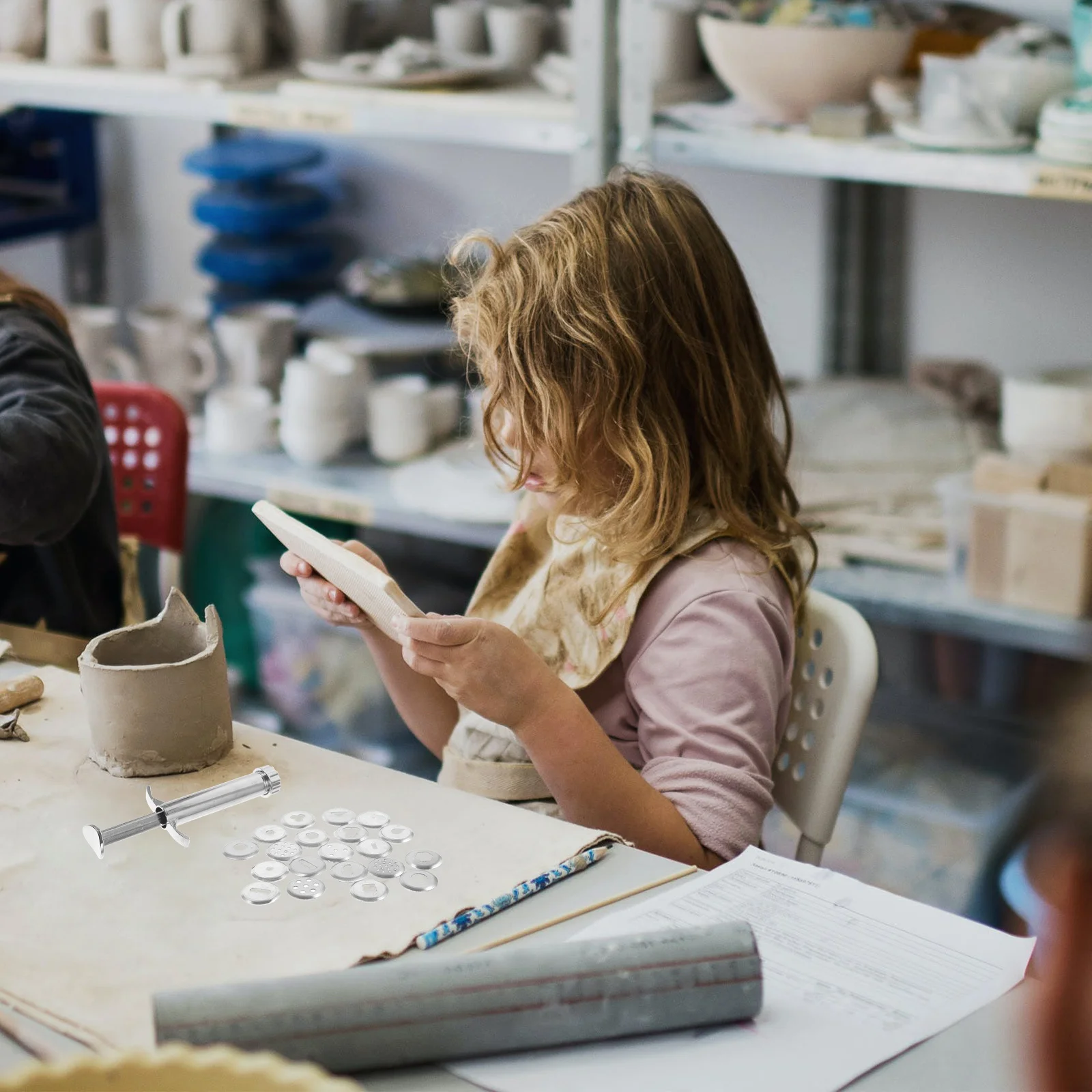 

1 Set Clay Mud Extruder Squeezer With Stainless Steel Tip Molds Portable Polymer Clay Making Kit For Diy Pottery Craft Projects