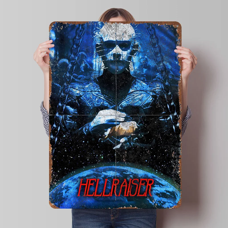 Hellraiser Movie Poster Customized Vintage Metal Signs Wall Art Retro Tin Plaque for Interior Decoration Living Room Accessories