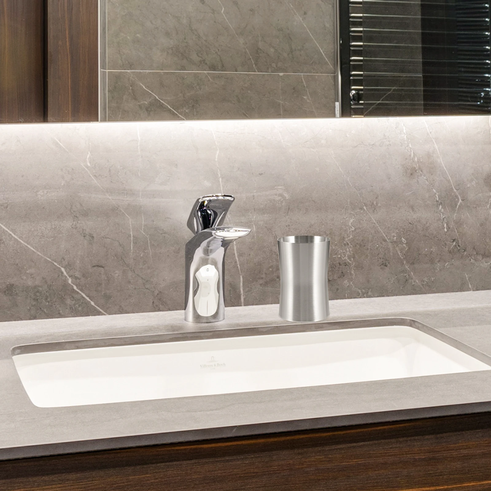 

Toothbrush Cup Stainless Steel Multi-Functional Toothbrush Holder Bathroom Use Mouthwash Cup Travel Bathroom Mug