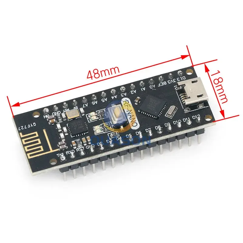 RF-Nano for Arduino Nano V3.0, Micro USB Nano Board ATmega328P QFN32 5V 16M CH340, Integrate NRF24l01+2.4G wireless