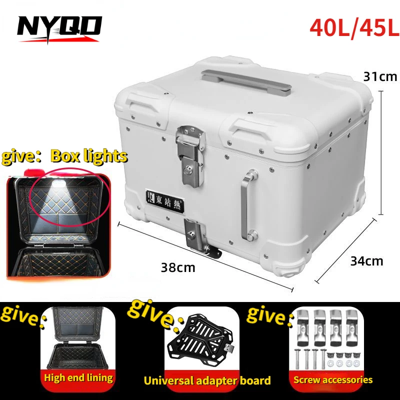 

Motorcycle Tail Box Top Case Lockable Helmet Luggage Storage Rear Tour Box With Reflective Design Waterproof Storage Carrier