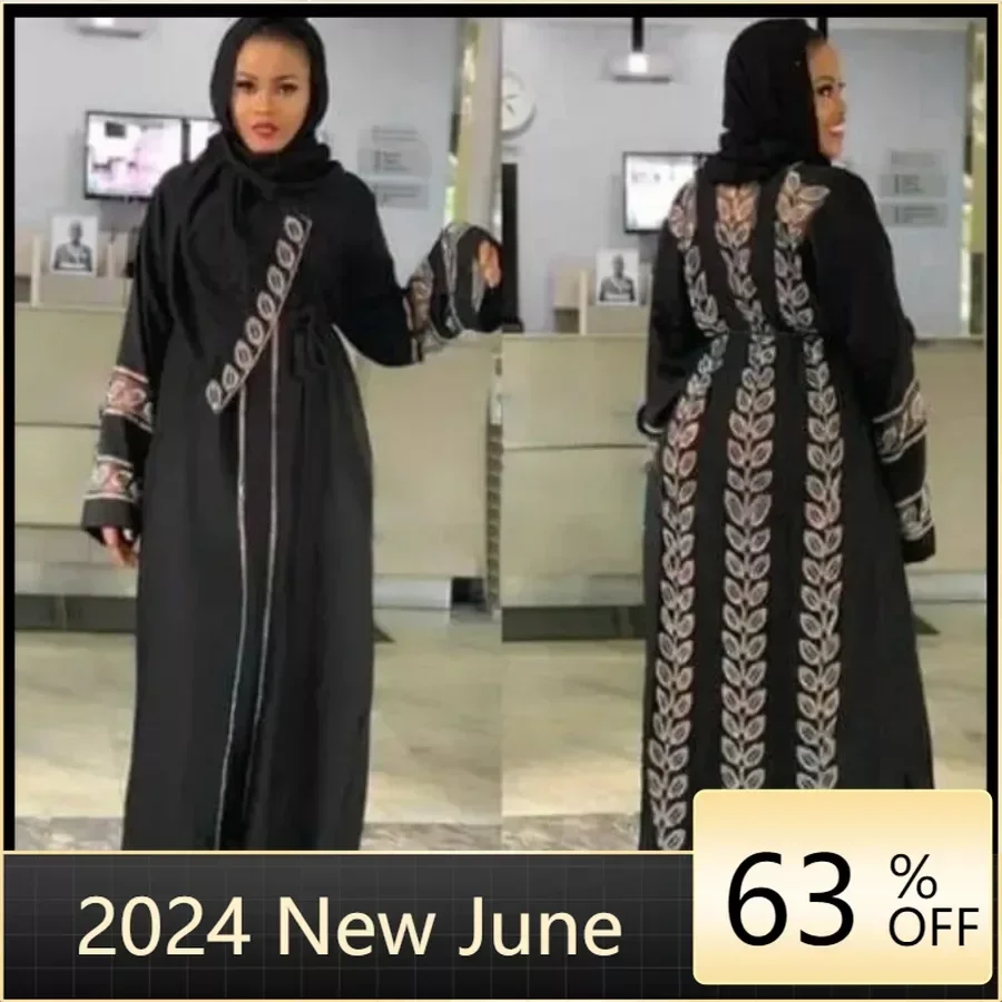 

Muslim Dress Women Black Abaya Dubai Muslim Hijab Dress Kaftan Arab Clothing Kimono Robe Femme Abayas for Women Africa Clothing