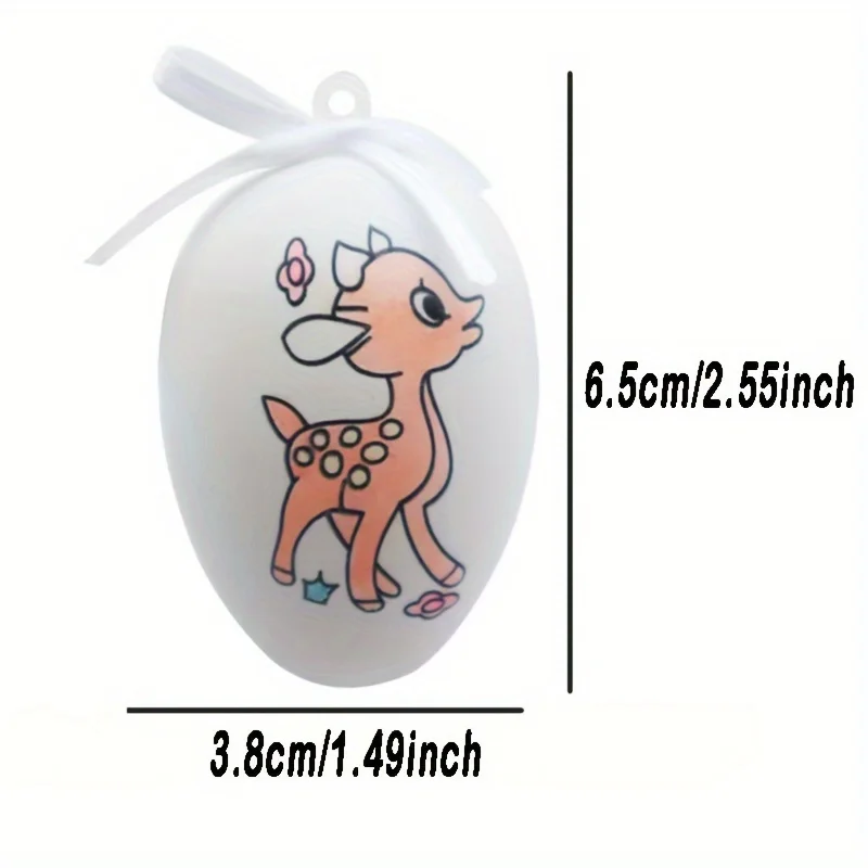 8 set di uova di Pasqua in plastica dipinte a mano, decorazioni pasquali da appendere, una varietà di modelli diversi