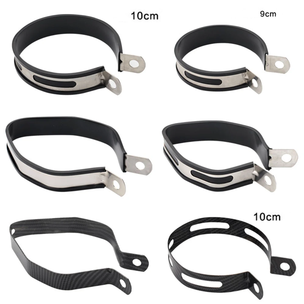 Auspuff-Motorrad-Schalldämpfer, Edelstahl-Kohlefaser-Halterung, Klemme, fester Ring, Stützhalterung, verschiedene Modelle und Größen, universell