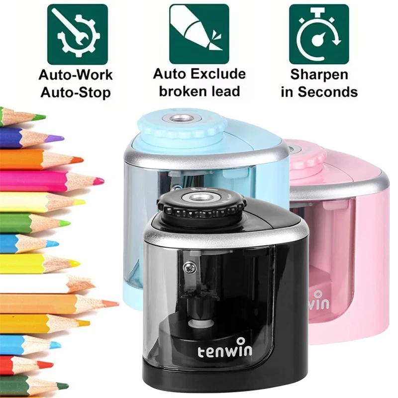 Elektryczna temperówka do ołówków, automatyczna temperówka biurkowa, odpowiednia do ołówków (6-8mm) / do szkoły / klasy / biura / domu