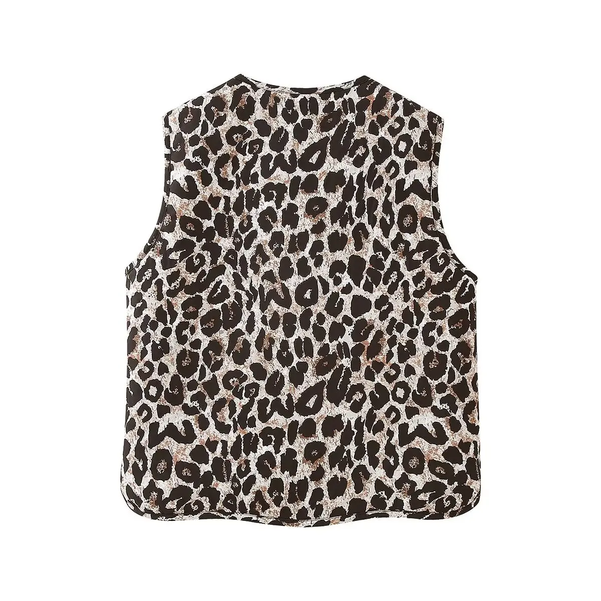 New Fashion Leopard Print Lace-up Vest Top primavera e autunno Slim Fit senza maniche Top gilet da donna traf gilet donna 2024