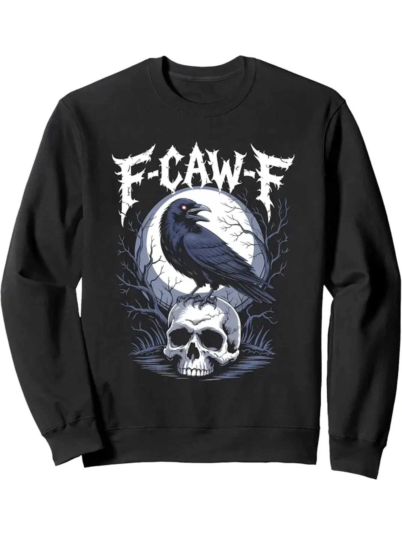 

2025 Men's Gothic Raven Caw Tee Heavyweight Long Sleeve Halloween Costume Vintage Style​