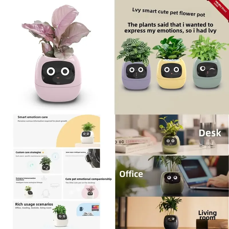 AI pet flower pot, planting, time, temperature, display flower pot.