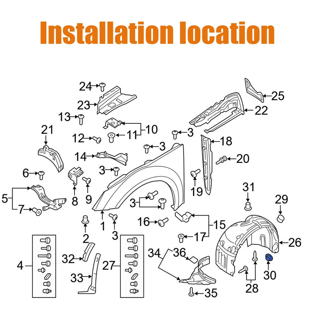 10x New Body Undertray Guard Cover Screw Seat Nut Cap For Audi VW Screw Holder Heat Insulation Cushion Fastener Rivet Retainer