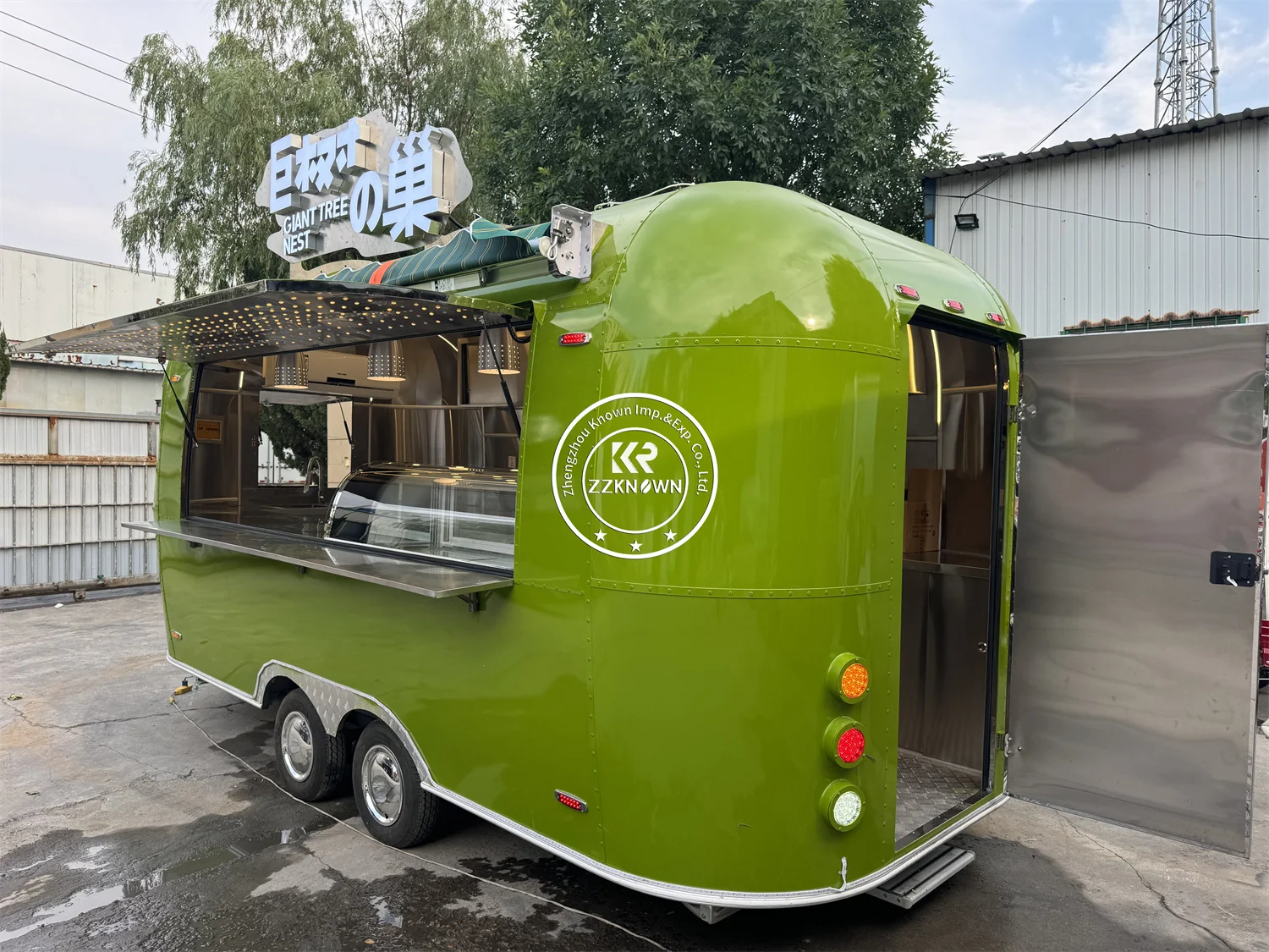 ステンレス鋼のエアストリームフードトレーラー、完全装備、レストランモバイルバー、トラック、ピザ、アイスクリーム、米国用ファーストフードカート、16.4フィート