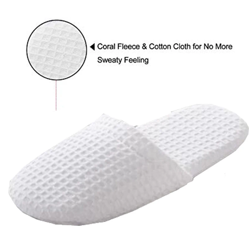 Chinelos de toe branco fechado, adequado para a maioria dos homens e mulheres, adequado para spas, convidados do partido, restaurantes e viagens, 5 pares