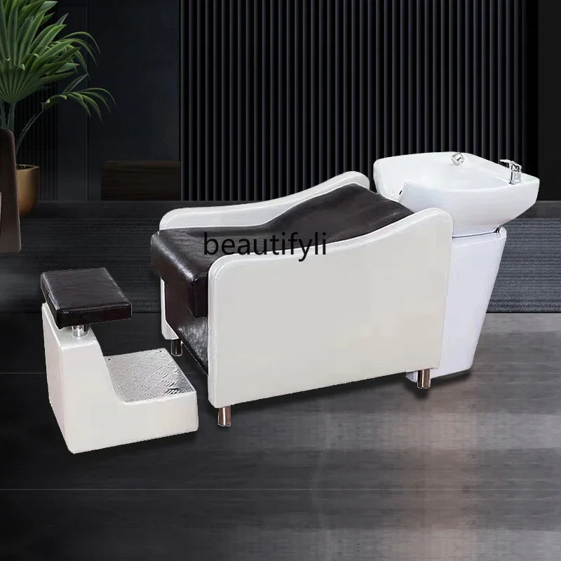 Hair Salon Lying Half Shampoo Chair Hair Saloon Dedicated Flushing Bed Massage Couch Hair Salon Ceramic Basin