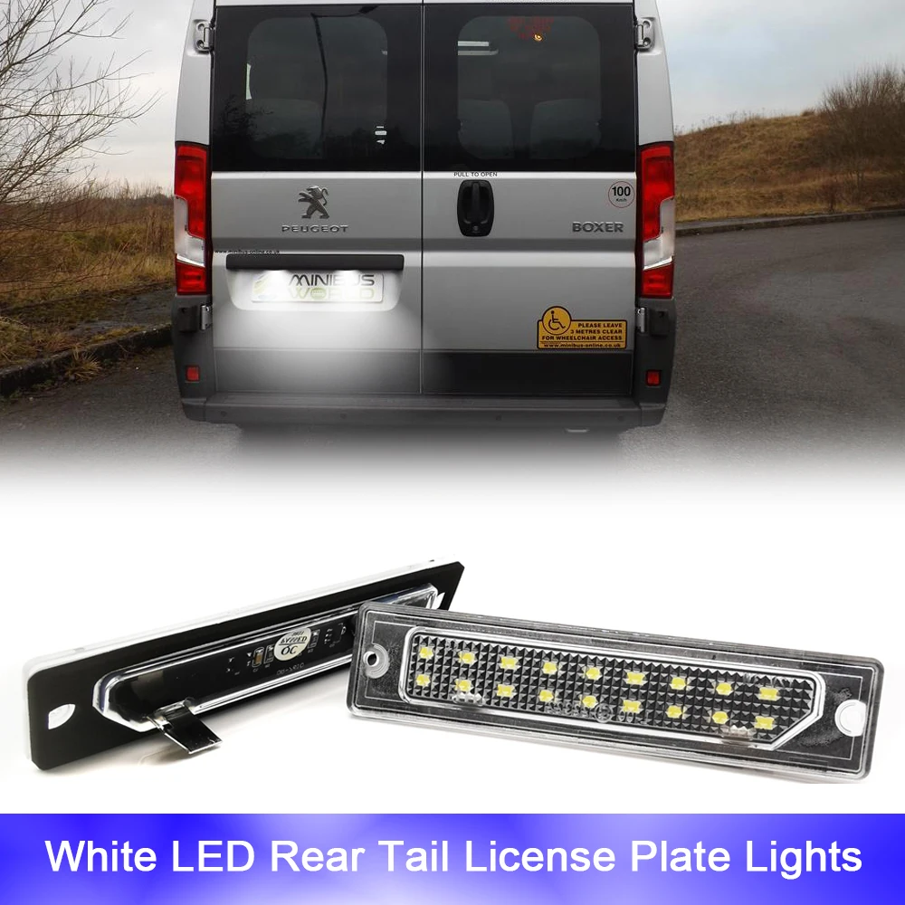 6000K White LED License Plate Lights No Error Stop Lamp For Fiat Ducato Peugeot Boxer Manager Citroen Jumper Relay Bus Box