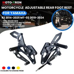 MOTO-TRON Motorcycle CNC Adjustable Rear Set Rearsets Footrest Foot Rest For Yamaha R3 2014 -2024 MT-03 2019-2024