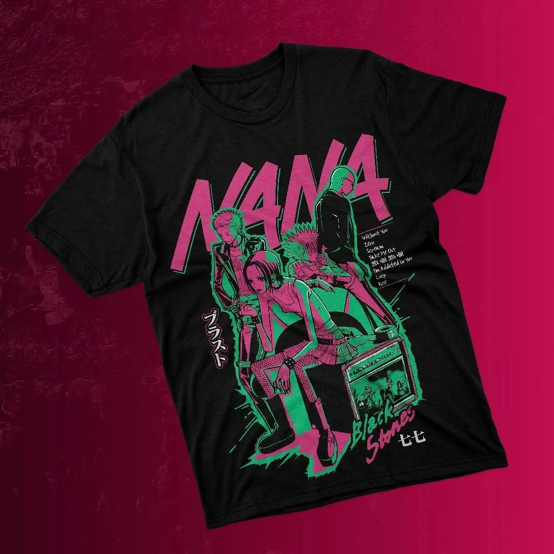 

Футболки с принтом аниме Nana Osaki, мужские и женские хлопковые повседневные футболки больших размеров с короткими рукавами, уличная одежда больших размеров в стиле Харадзюку