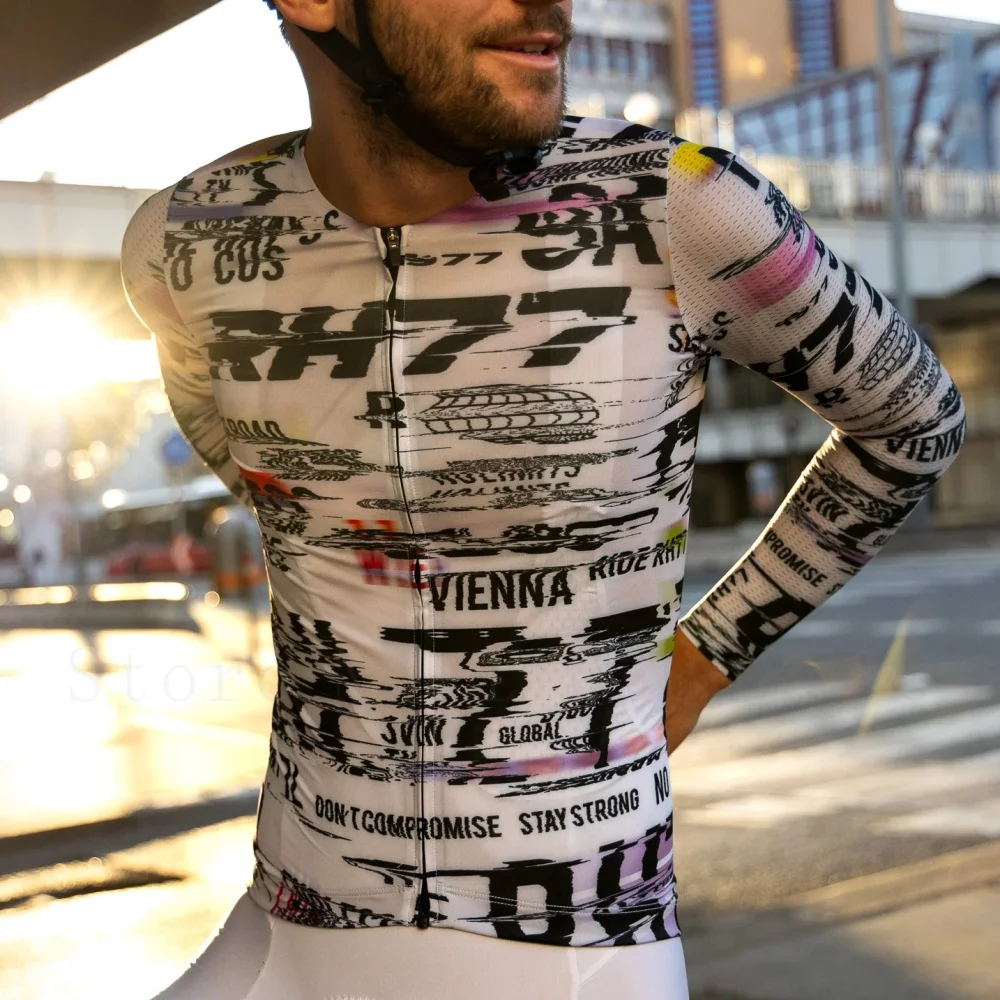 Image of RH77 Dünnes Langarm-Radtrikot für Herren MTB Rennrad-Shirt Profi-Team Fahrradbekleidung Hochwertige Team-Mountainbike-Kleidung mit Individuellem Logo
