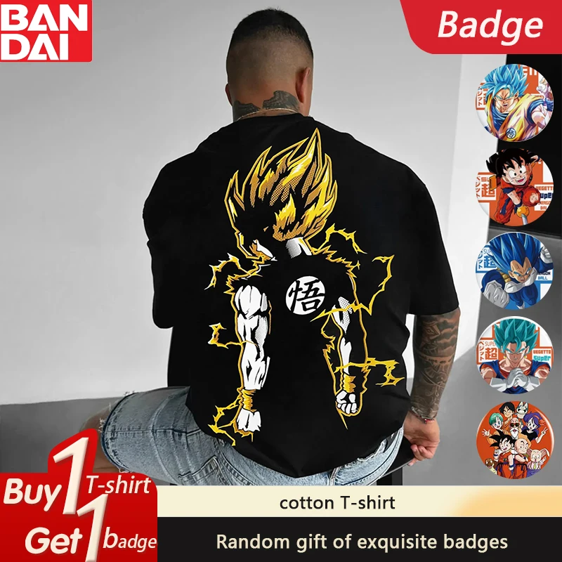 

Dragon Ball GOKU Classic Anime Peripheral Breathable Short Sleeve 2025 Summer Loose Men's and Women's Cotton T-Shirt ins