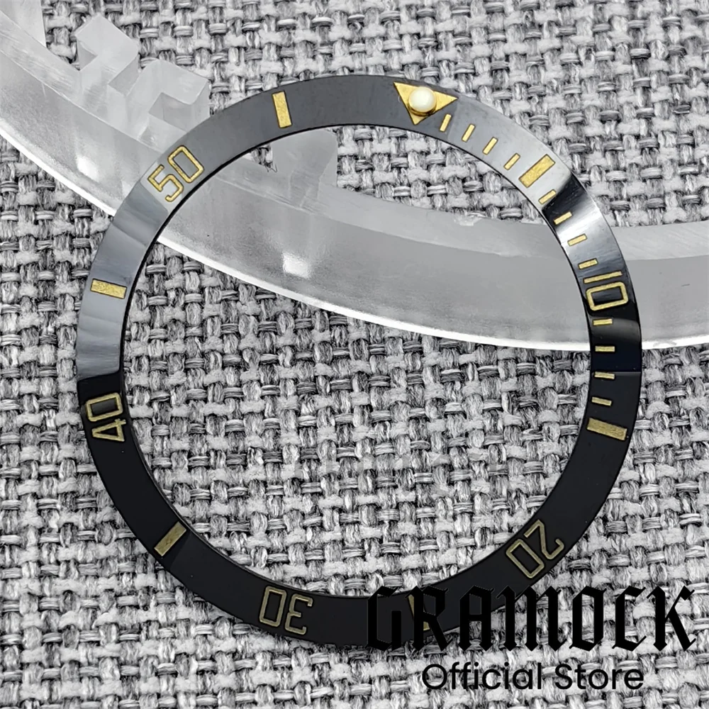 Gramock جودة عالية 35.4 مللي متر * 29 مللي متر أسود/أزرق/أخضر السيراميك المنحدر ساعة الحافة إدراج صالح 38 مللي متر الفرعية ساعة