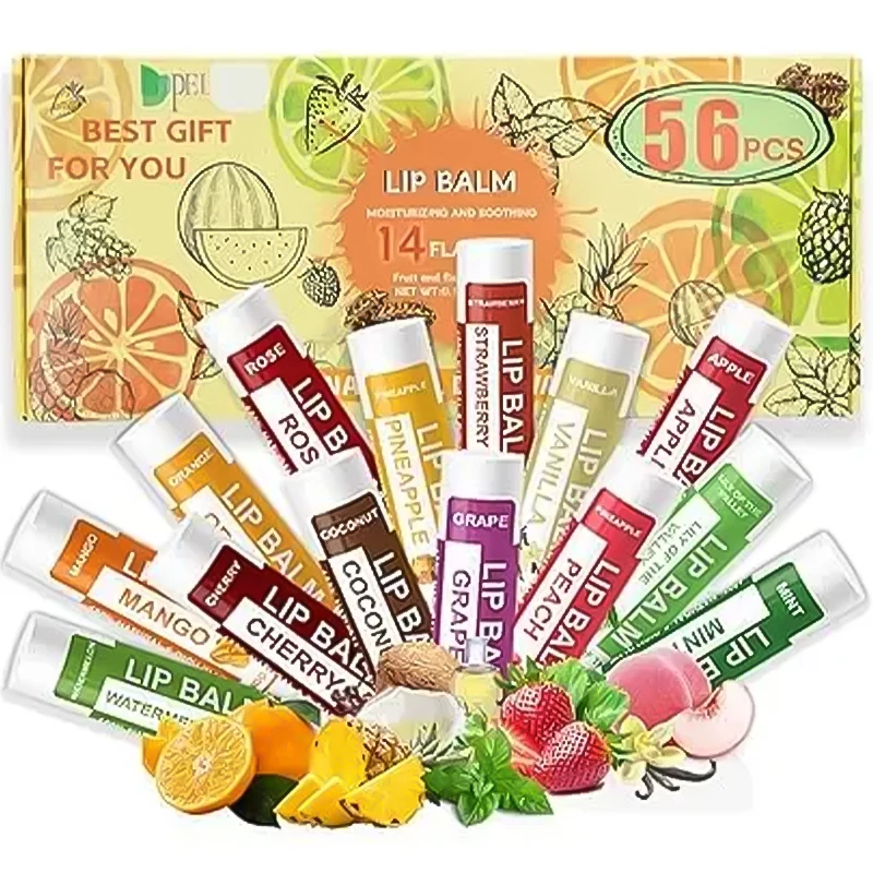 56 Pack Natural Lip Balm in Bulk with Vitamin E  Coconut Oil Moisturizing Soothing Repairing Dry Chapped Lips