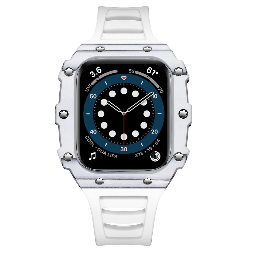 

For Apple Watch Case 9 Series Ceramic Carbon Fiber Case 44mm 45mm Versatile Fashion Trend Apply to For iWatch 4/5/6/7/8 SE Strap