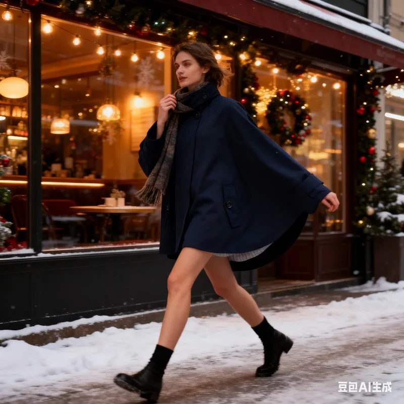 

Women's New Spring Summer Cape Jacket – High Collar Long Sleeves, Hidden Button Zipper, Loose Hem Casual Chic Outerwear Jacket